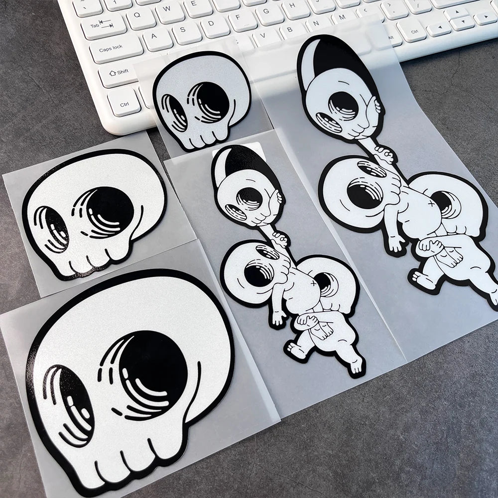 Skull Peek Anime Door Seam Sticker